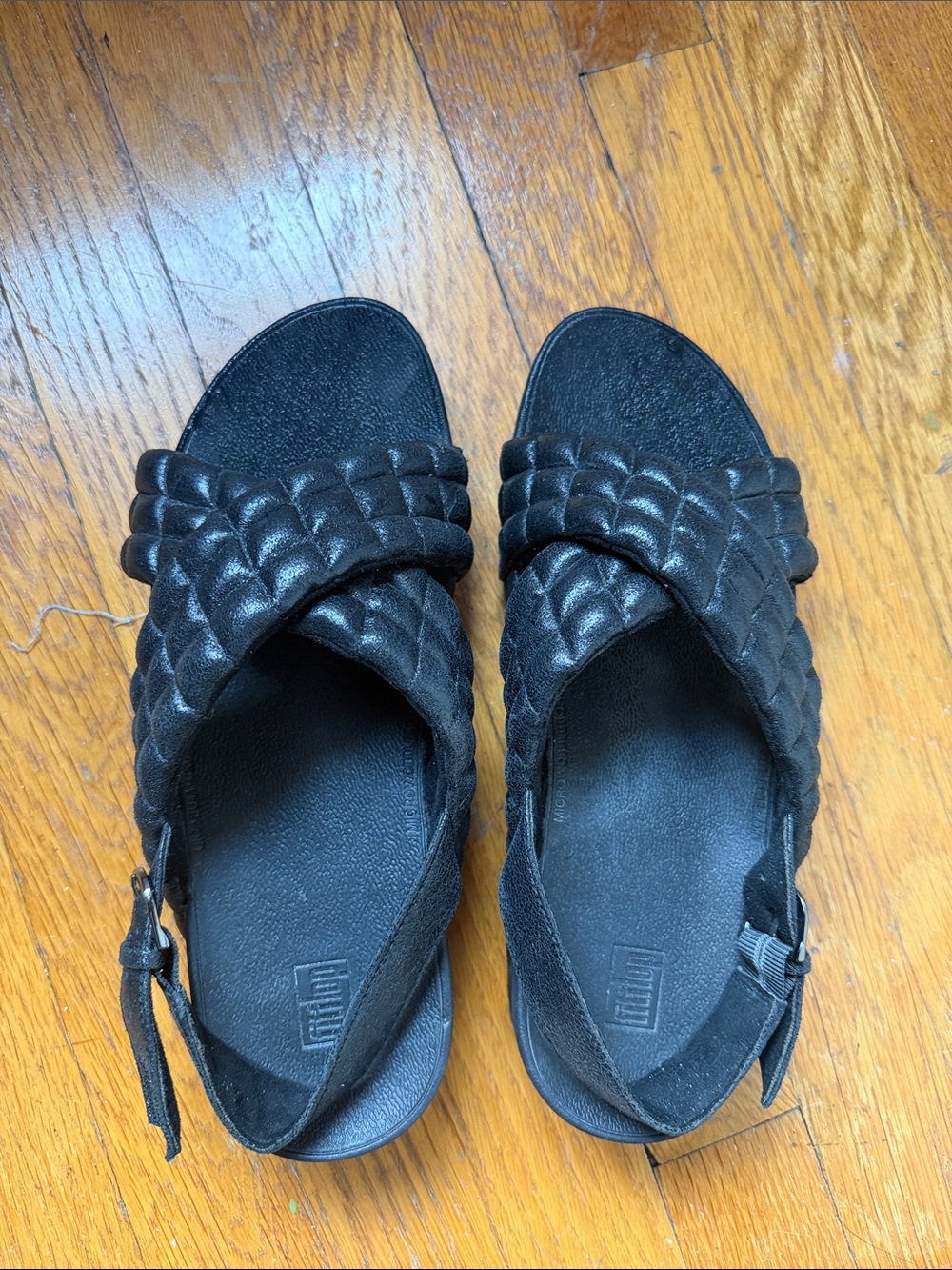Fitflop Black Quilted Strap Slide Sandals